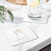 Champagner Toast "Cheers to Liebe" Personalisiert Rechteckiger Pappuntersetzer
