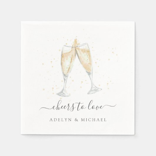 Champagner Toast "Cheers to Liebe" Personalisiert Serviette (Vorderseite)