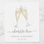 Champagner Toast "Cheers to Liebe" Personalisiert Weinetikett (Einzelnes Label)