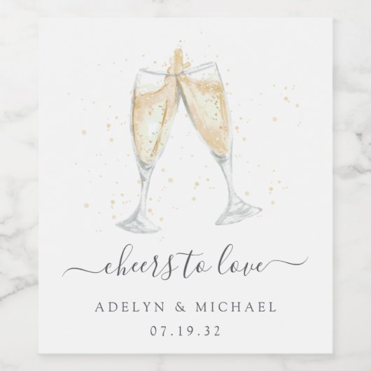 Champagner Toast "Cheers to Liebe" Personalisiert Weinetikett (Einzelnes Label)