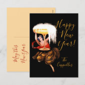 Champagner Toast Feiertagspostkarte (Vorne/Hinten)