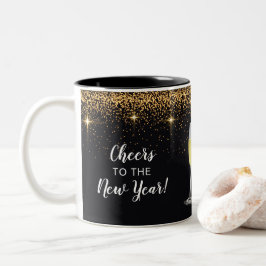 Champagner Toast Glitzer Neujahr Zweifarbige Tasse