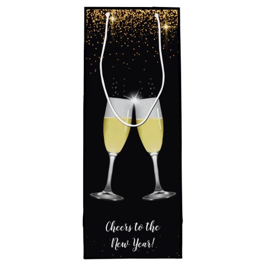 Champagner Toast Glitzer Silvester Party Geschenktüte Für Weinflaschen (Rückseite)