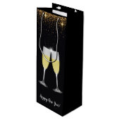 Champagner Toast Glitzer Silvester Party Geschenktüte Für Weinflaschen (Vorderseite Schrägansicht)