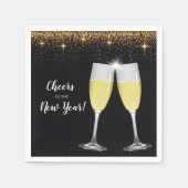 Champagner Toast Glitzer Silvester Party Serviette (Vorderseite)