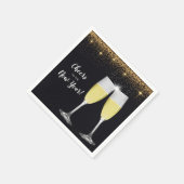 Champagner Toast Glitzer Silvester Party Serviette (Ecke)