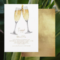 Champagner Toast Gold Text Engagement Party II