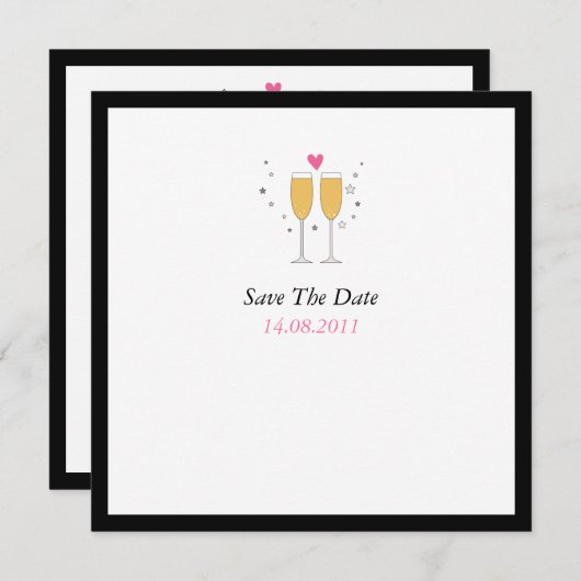 Champagner Toast Hochzeit retten Datum Save The Date (Vorne/Hinten)