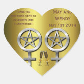 Champagner Toast Lesbian HandfastHerz Herz-Aufkleber (Vorderseite)