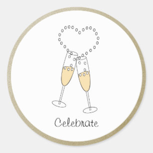 Champagner Toast mit Herz Aufkleber