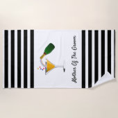 Champagner Toast Mutter des Grooms Strandtuch (Vorderseite)