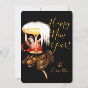 Champagner Toast Neujahr Feiertagskarte