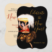 Champagner Toast Neujahrs Einladung (Vorne/Hinten)