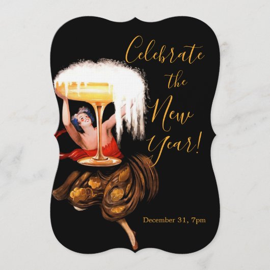 Champagner Toast Neujahrs Einladung (Vorderseite)