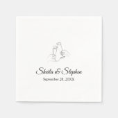 Champagner Toast Personalisiertes Hochzeitspapier Serviette (Vorderseite)