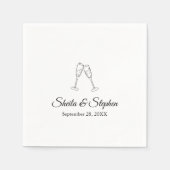 Champagner Toast Personalisiertes Hochzeitspapier Serviette (Vorderseite)