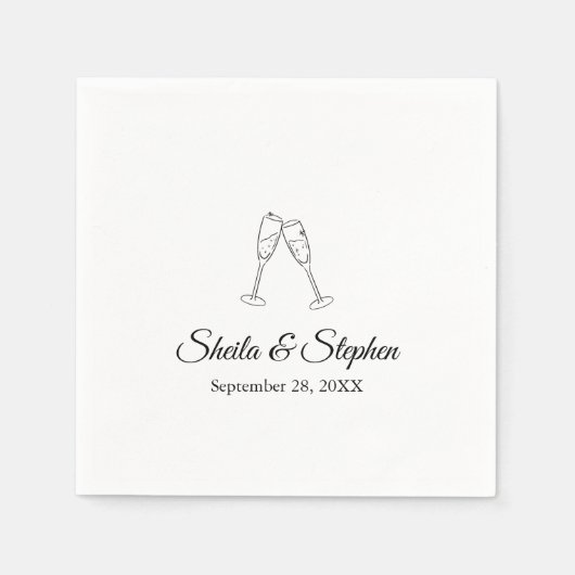 Champagner Toast Personalisiertes Hochzeitspapier Serviette (Vorderseite)