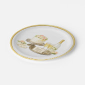 Champagner-Torte Goldrand Junggesellinnenabschied Pappteller (Schrägansicht)