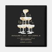 Champagner Tower Black & Gold Wedding Save the Dat Magnet (Vorne)