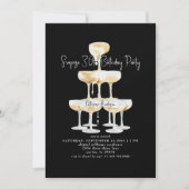 Champagner Tower Black Surprise 30. Geburtstag Par Einladung (Vorderseite)