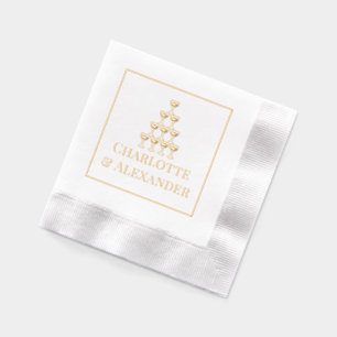 Champagner Tower Couple Bride Groom Names Gerahmt Servietten Mit Folie