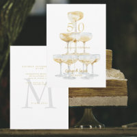 Champagner Tower Gold 50 Jahre Party