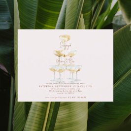 Champagner Tower Gold Text Blush Engagement Party Postkarte
