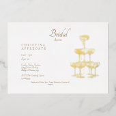 Champagner Tower Gold Text Brautparty Gold Folieneinladung (Vorderseite)