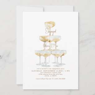 Champagner Tower Gold Text Engagement Party II Einladung
