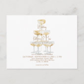 Champagner Tower Gold Text Hochzeit Einladung Postkarte (Vorderseite)
