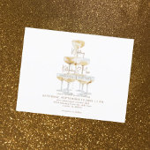 Champagner Tower Gold Text Hochzeit Einladung Postkarte