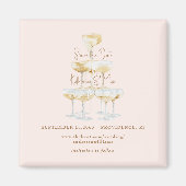 Champagner Tower Gold Text Hochzeit Sichern Sie da Magnet (Vorne)