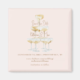 Champagner Tower Gold Text Hochzeit Sichern Sie da Magnet