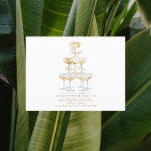 Champagner Tower Gold Text White Engagement Party Postkarte