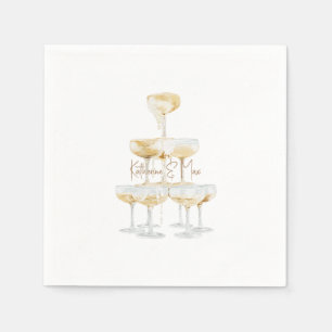 Champagner Tower Individuellen Namens Wedding Cock Serviette