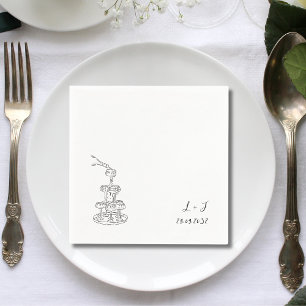 Champagner Tower Monogram Elegant Wedding Cocktail Serviette