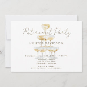 Champagner Tower Retirement Party Einladung