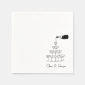 Champagner Tower Sketch Individuelle Name Wedding Serviette (Vorderseite)