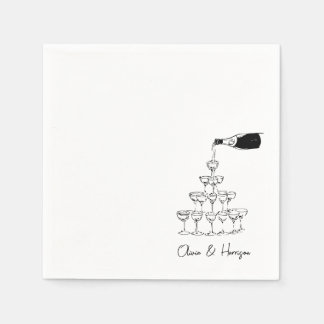 Champagner Tower Sketch Individuelle Name Wedding Serviette