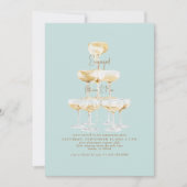 Champagner Tower Türkis Engagement Party Einladung (Vorderseite)