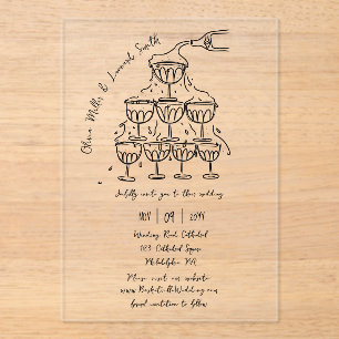 Champagner Tower Wedding Acryleinladungen