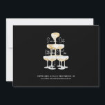 Champagner Tower Wedding Black Rette unser Datum Einladung<br><div class="desc">Champagnerturm. Weißer Text. Einladung. Nachnamen auf der Rückseite. Horizontal. Rett unser Datum. Schwarz</div>