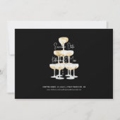 Champagner Tower Wedding Black Rette unser Datum Einladung (Vorderseite)