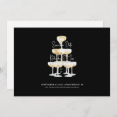 Champagner Tower Wedding Black Rette unser Datum Einladung (Vorne/Hinten)