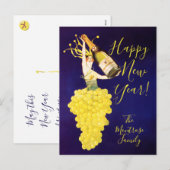 Champagner-Trauben Neujahr  Feiertagspostkarte (Vorne/Hinten)
