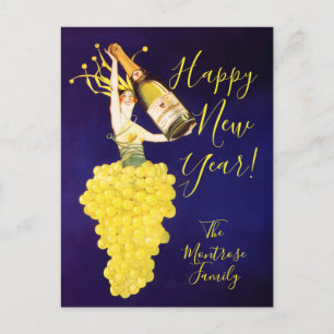 Champagner-Trauben Neujahr  Feiertagspostkarte