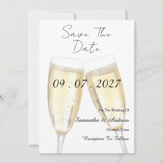 Champagner-Trinkspruch Save The Date (Vorderseite)