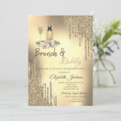 Champagner Tropfen Brunch & Bubbly Brautparty Einladung (Stehend Vorderseite)