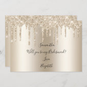 Champagner Tropfen Glitzer werden Sie meine Brides Einladung (Vorne/Hinten)