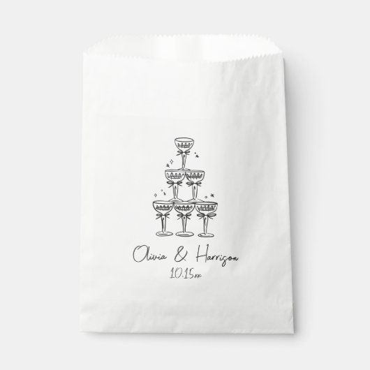 Champagner-Turm-Doodle benutzerdefinierter Name Ho Geschenktütchen (Vorderseite)